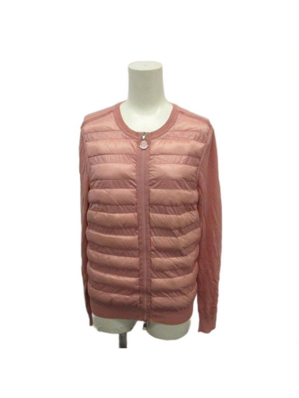 Moncler Maglione Tricot Cardigan Down Jacket Contrast Knit Zip Up Long Sleeve